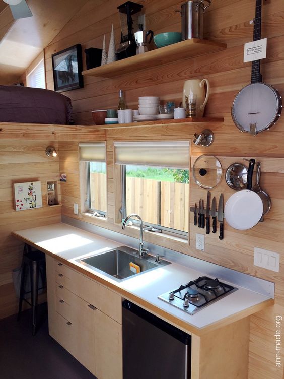You see vertical storage in a tiny house.