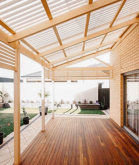 You see earthy brown stained patio