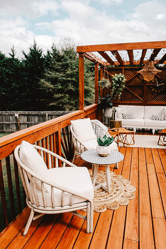 You can see a deck stained with semi-solid stain.
