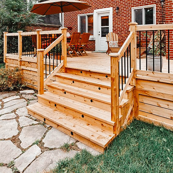 You can see a deck stained with transparent stain.