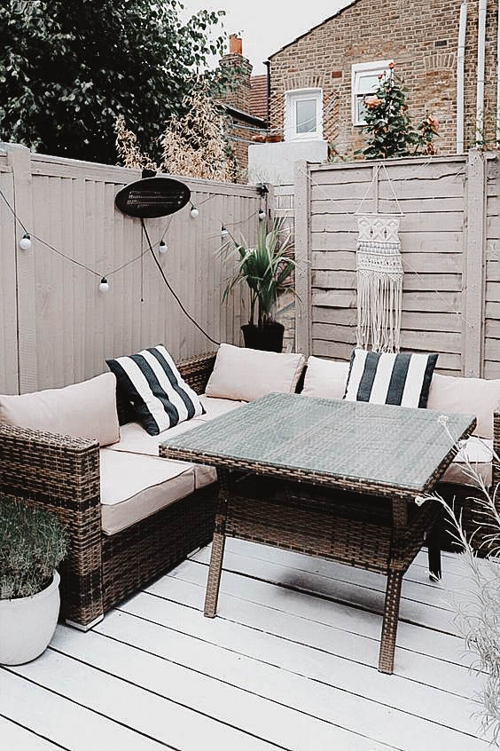You see a whitewashed stained patio