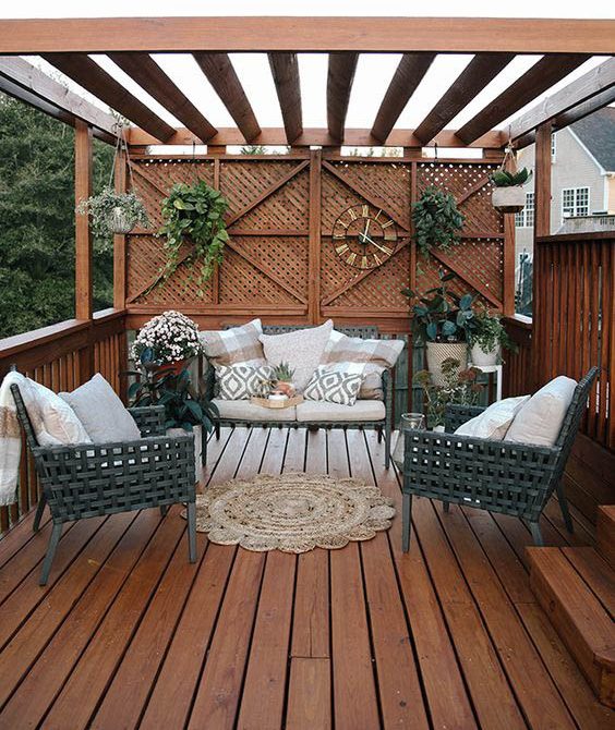 You see earthy brown stained patio